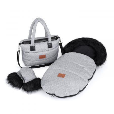 Zimní set HappyBee Trinity DIAMOND Grey/black - fusak, rukavice, taška Grey/Black